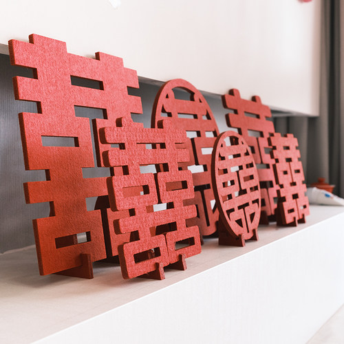 订婚布置装饰立体喜字摆件