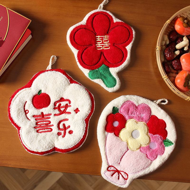 擦手巾挂式可爱花朵结婚珊瑚绒