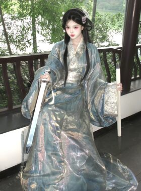 战国袍绝美汉服女2026新款超仙气大袖拖尾直裾古装古风舞蹈演出服