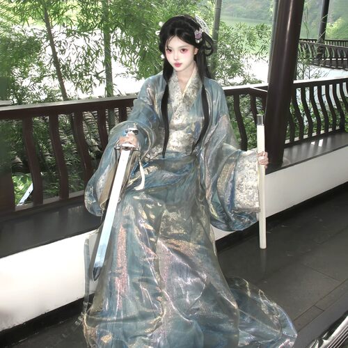 战国袍绝美汉服女2026新款超仙气大袖拖尾直裾古装古风舞蹈演出服
