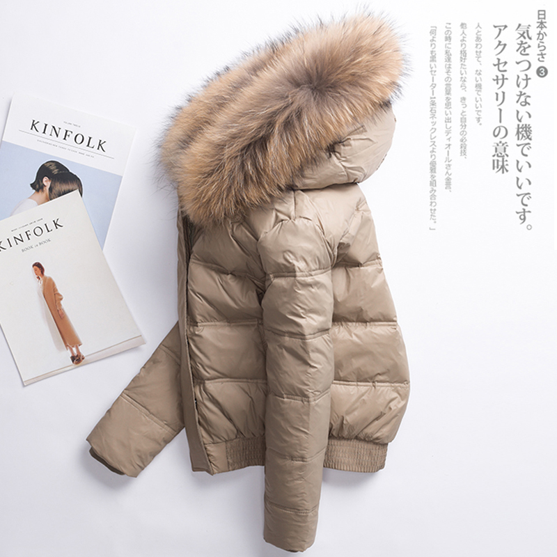3反季小款羽绒服女短款2021新款韩版修身显瘦大毛领外套女学生夹克