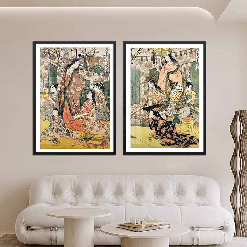 日式拉面馆装饰画日本料理寿司店烤肉店挂画和风餐厅浮世绘墙壁画