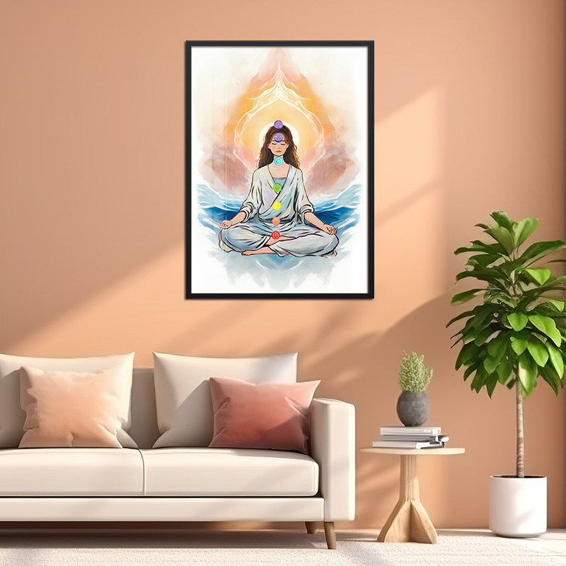轮脉装饰画颂钵疗愈瑜伽室装饰挂画美容院私密壁画中医养生会所图