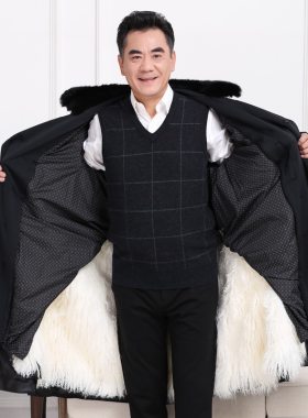 中老年长款羊皮尼克服羊皮袄