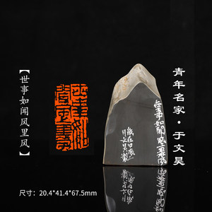 西泠旗舰店 于文昊《世事如闻风里风》寿山原皮山秀园印章孤品成品书法书画用引首章个人章手工篆刻送礼收藏