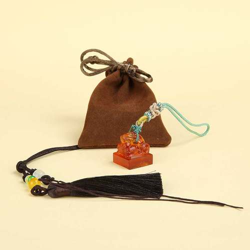 【西泠印社】琥珀泠龙生肖印章书画专用琉璃书法闲章套装西冷儿童创意文创挂件摆件便携中国风古风