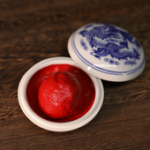 西泠堆朱印泥传统仿古色手工制作高级西泠朱砂印泥金石篆刻书法绘画国画专用精美锦盒包装 60g礼物礼品送老师