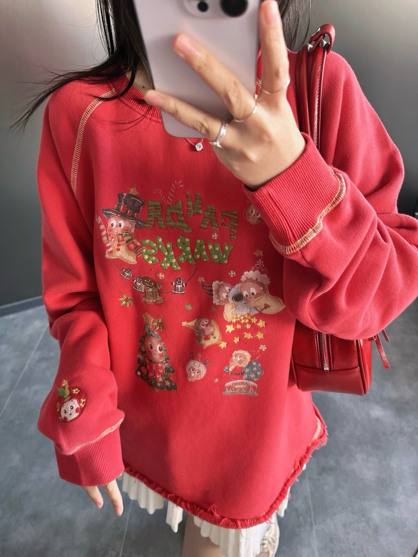 圣诞限定款Pandawarks熊猫纸袋家380g纯棉大毛圈秋冬加厚长袖卫衣