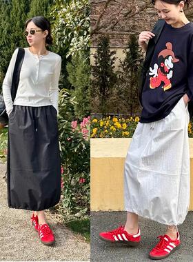 SEAWHEN海维恩半身裙女2025新款显瘦黑色工装裙气质休闲A字裙子