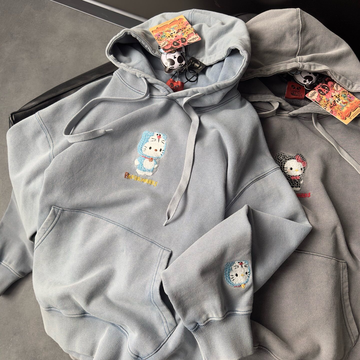 冬加绒Pandawarks熊猫纸袋家360g纯棉抓绒炒雪花刺绣帽衫长袖卫衣