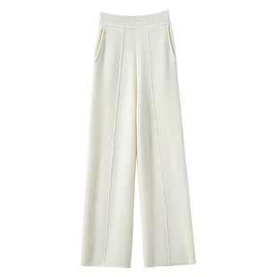 2025春秋冬中缝安迪绒裤子休闲带兜高腰外穿阔腿裤宽松显瘦直筒裤