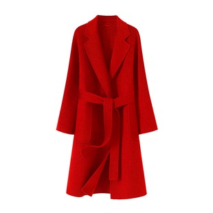 袖 衣长105 长72百搭外套 纯澳毛胸围110 本命年大红山羊绒大衣