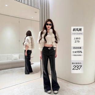 皮长裤 CHICYOU 黑色微喇叭超显瘦百搭 巨好穿 自留强推