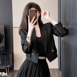 短款西装外套女2026新款春季气质高级感修身小个子黑色休闲小西服