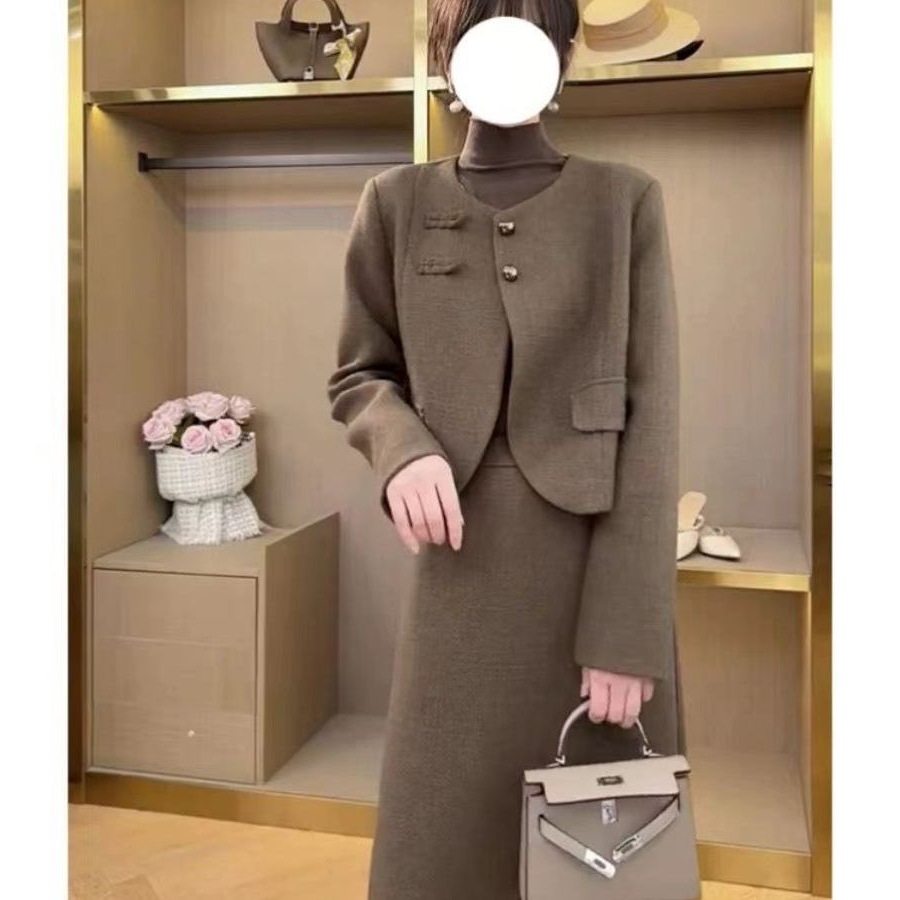 法式气质小香风毛呢套装裙子女秋冬装2026秋季新款名媛时尚两件套