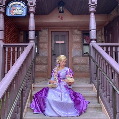 迪士尼长发公主裙出租大人成人乐佩公主裙cos表演服圣诞节舞会服