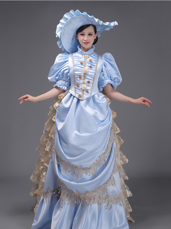 19世纪欧洲复古时尚礼服出租巴斯尔vintage裙女装洛可可风茶歇裙