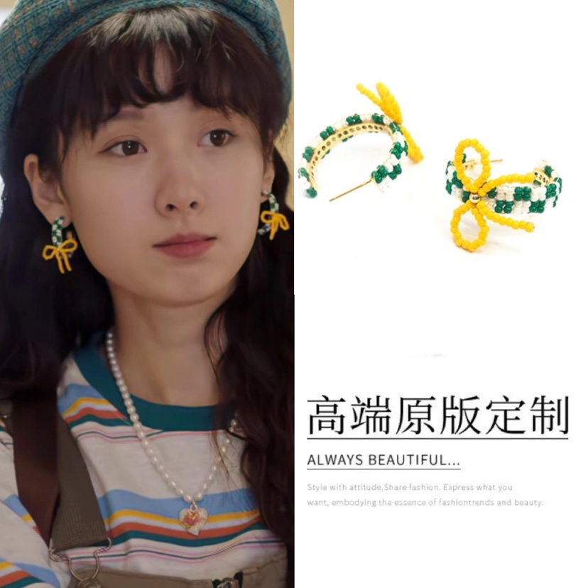 故乡别来无恙董家希明星同款耳环女个性蝴蝶结清新夏日