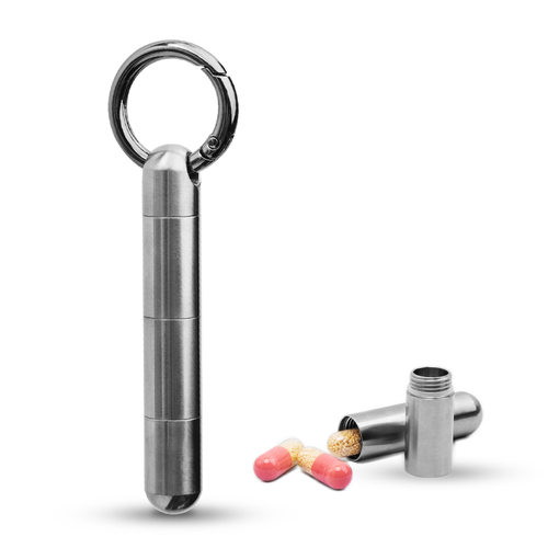 纯钛迷你多层防水仓小药瓶钛合金分隔药盒户外救心丸随身EDC挂件