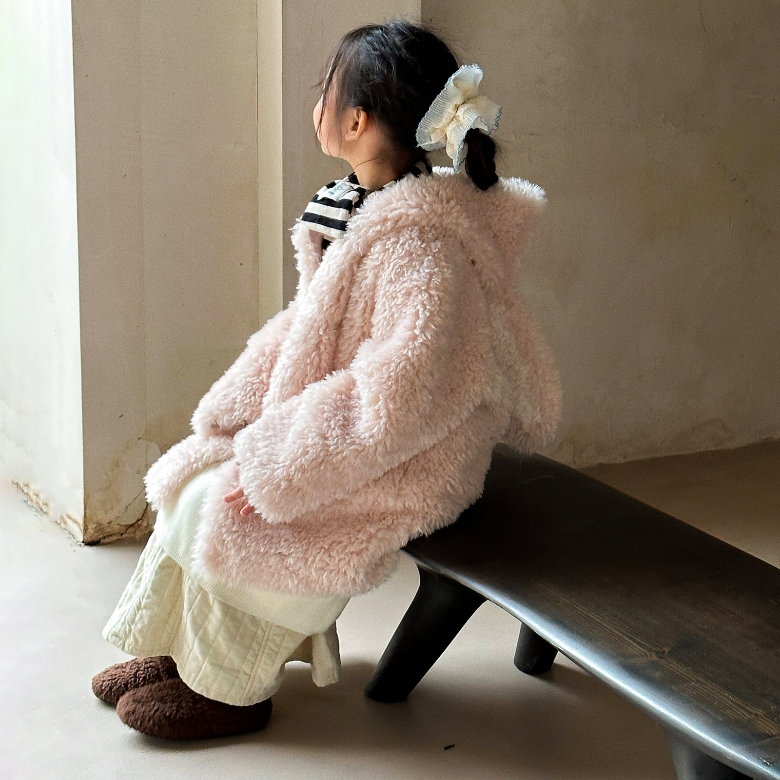 女童皮草外套可爱小兔毛茸茸立体耳朵儿童羊羔毛大衣宝宝冬季外套