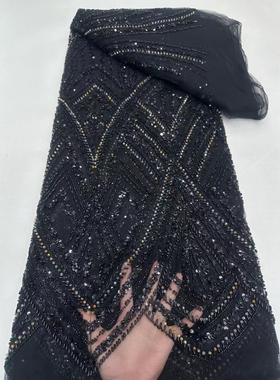 外贸红色亮片刺绣网纱布料婚纱礼服面料/手工diy服装蕾丝花边辅料