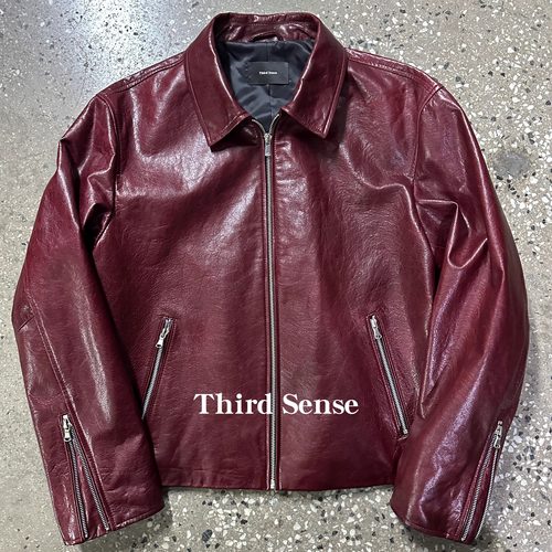 酒红色新西兰羊皮翻领夹克