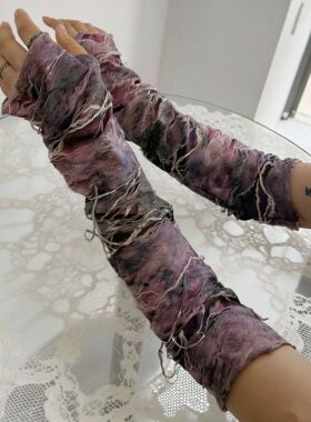 Sumyee破洞扎染废土风y2k辣妹手袖亚比原宿风防晒袖套手套