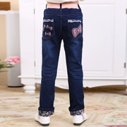Quần jean trẻ em xuân hè 2019 Những cô gái mới trong quần jeans trẻ em rộng rãi thường mặc quần mùa xuân và mùa thu - Quần