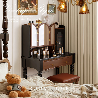 法式复古实木梳妆台小型