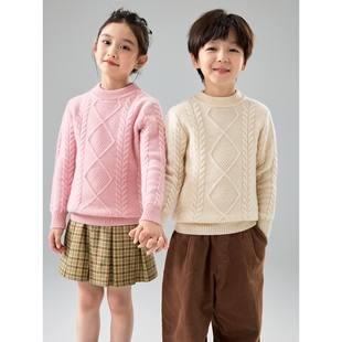 儿童羊毛衫秋冬新款加厚中间菱形男童女童半高领保暖打底针织毛衣