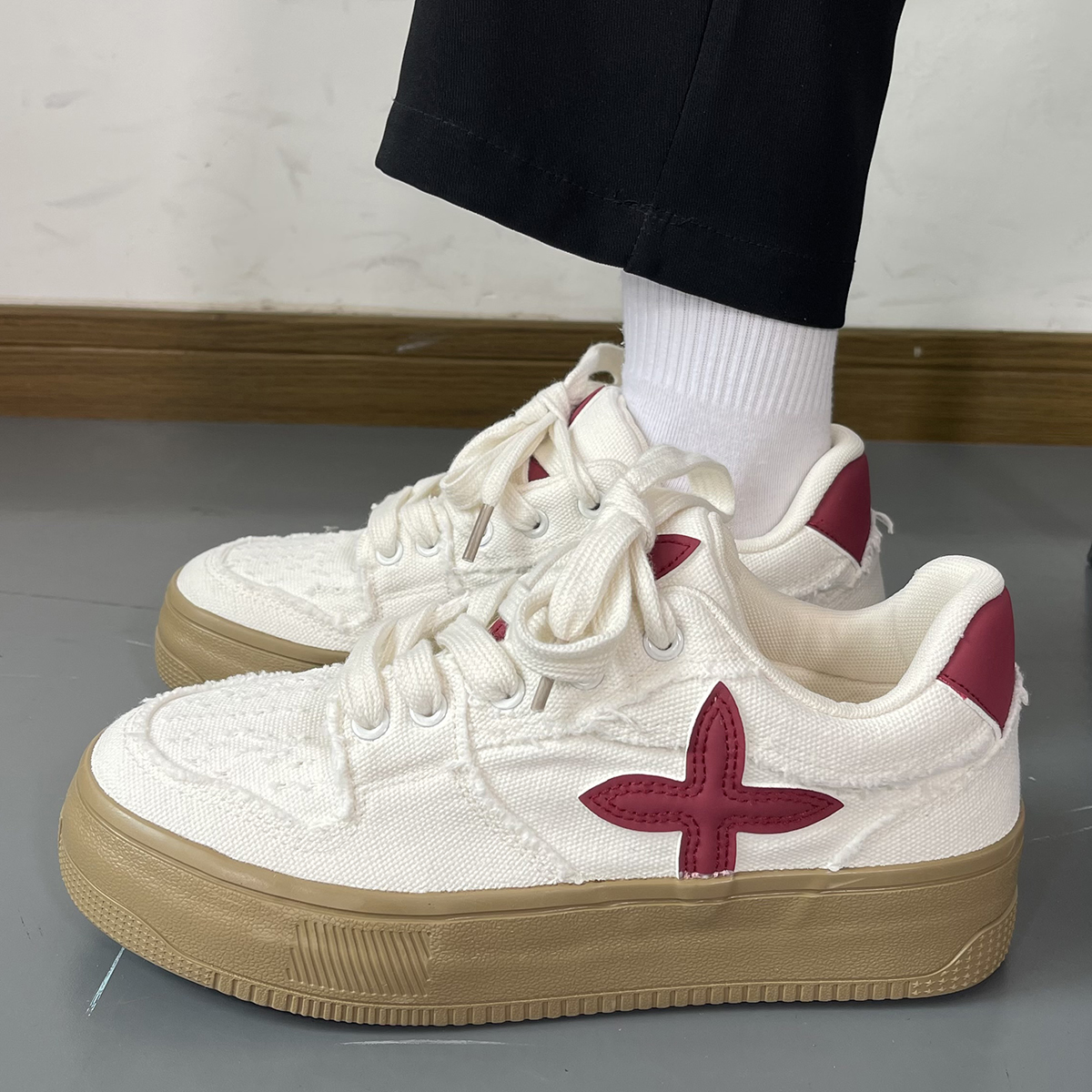 港风潮鞋男士休闲板鞋牛仔帆布