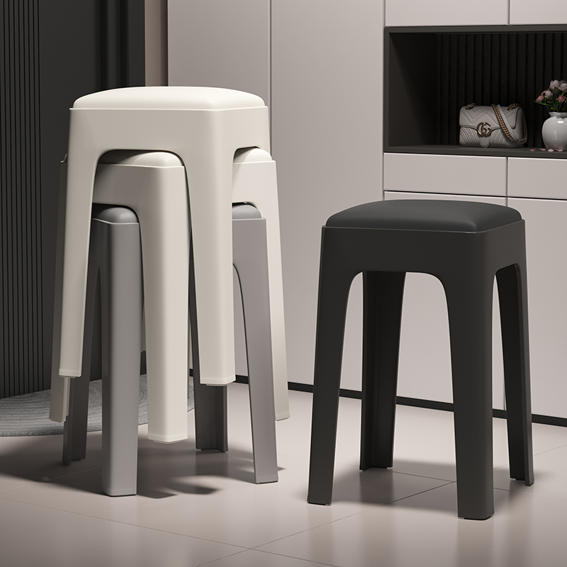 北欧简约可叠放软包吃饭餐桌凳子