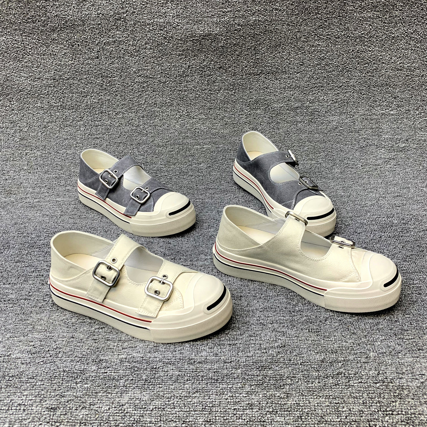 欧洲站女鞋2026春季新款欧货布面皮带扣浅口厚底时尚圆头帆布鞋女,女鞋,帆布鞋,淘宝优惠券,粉丝福利购,淘宝优惠卷