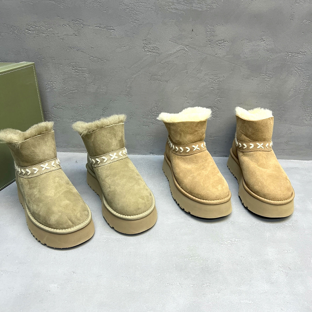 冬厚底皮毛一体短筒保暖雪地靴女