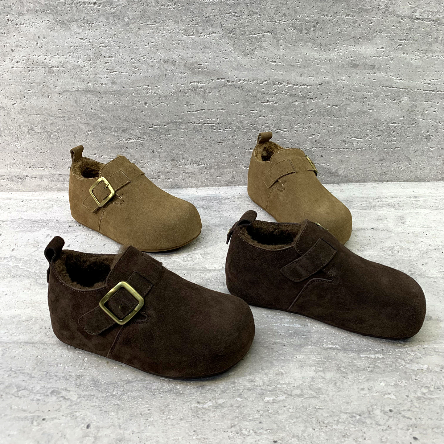 绒里内增高保暖皮带扣棉鞋勃肯鞋