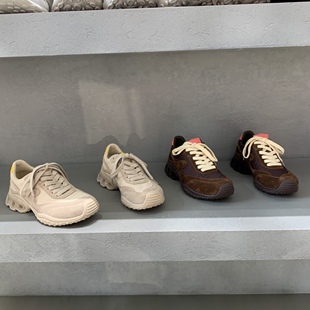 欧洲站女鞋2026春季新款欧货磨砂皮拼接布面厚底时尚运动休闲鞋女