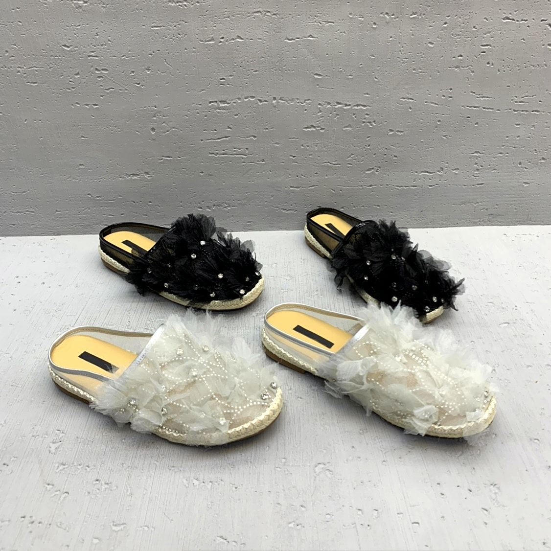 亮钻流苏透气包头拖鞋女外穿半拖