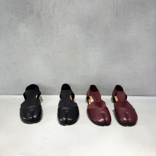 欧货2026春夏新款真皮女鞋低跟侧空一脚蹬欧洲站小众分趾休闲凉鞋