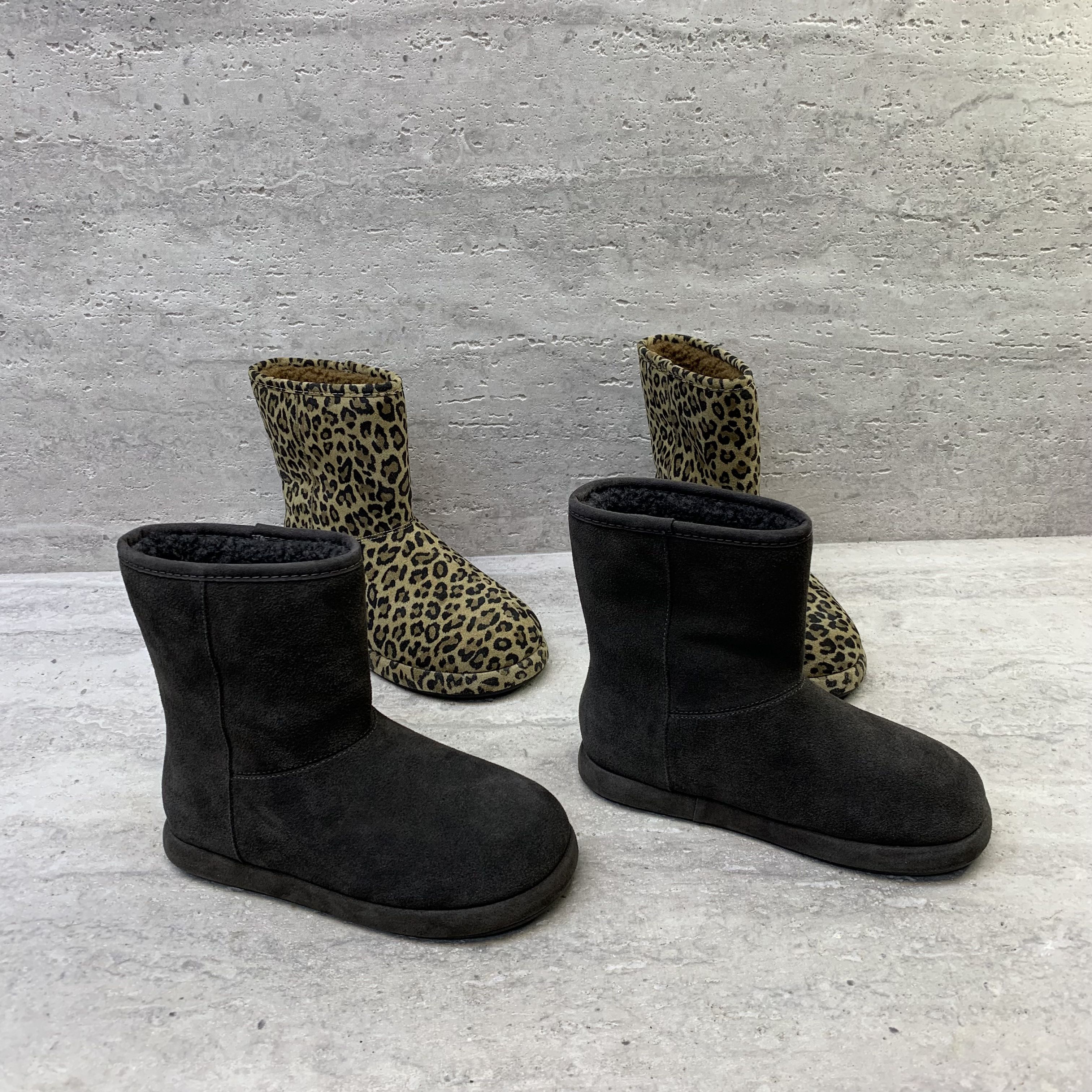 绒里保暖平底豹纹短靴雪地靴女
