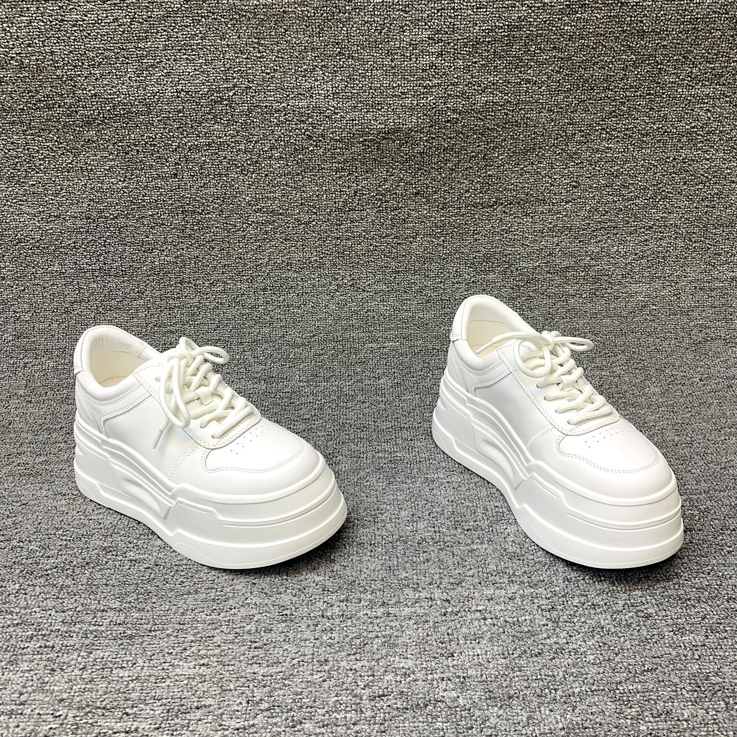 欧洲站女鞋2026春季新款欧货真皮系带厚底增高时尚松糕鞋小白鞋女,女鞋,松糕（摇摇）鞋,淘宝优惠券,粉丝福利购,淘宝优惠卷