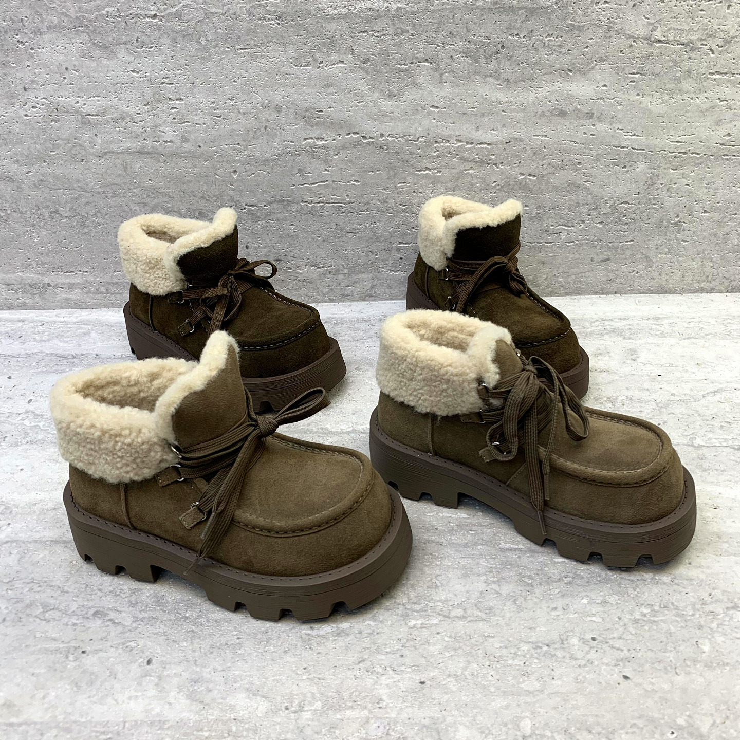 系带松糕跟英伦风绒里保暖雪地靴