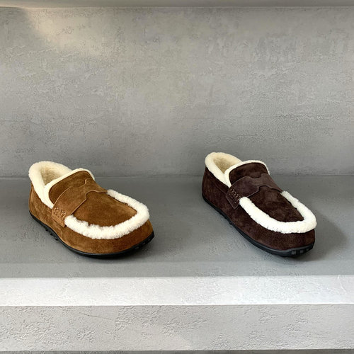 平底复古绒里保暖时尚棉鞋豆豆鞋