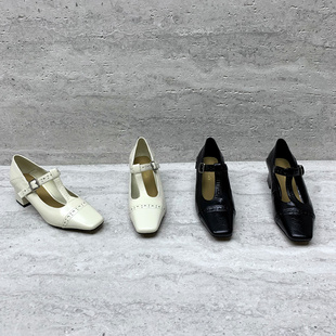 高跟玛丽珍鞋 欧洲站女鞋 欧货真皮搭扣平头英伦风时尚 2025秋季 新款
