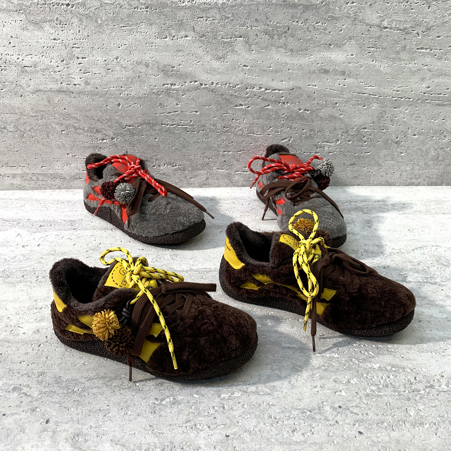 系带拼色厚底绒里休闲板鞋棉鞋