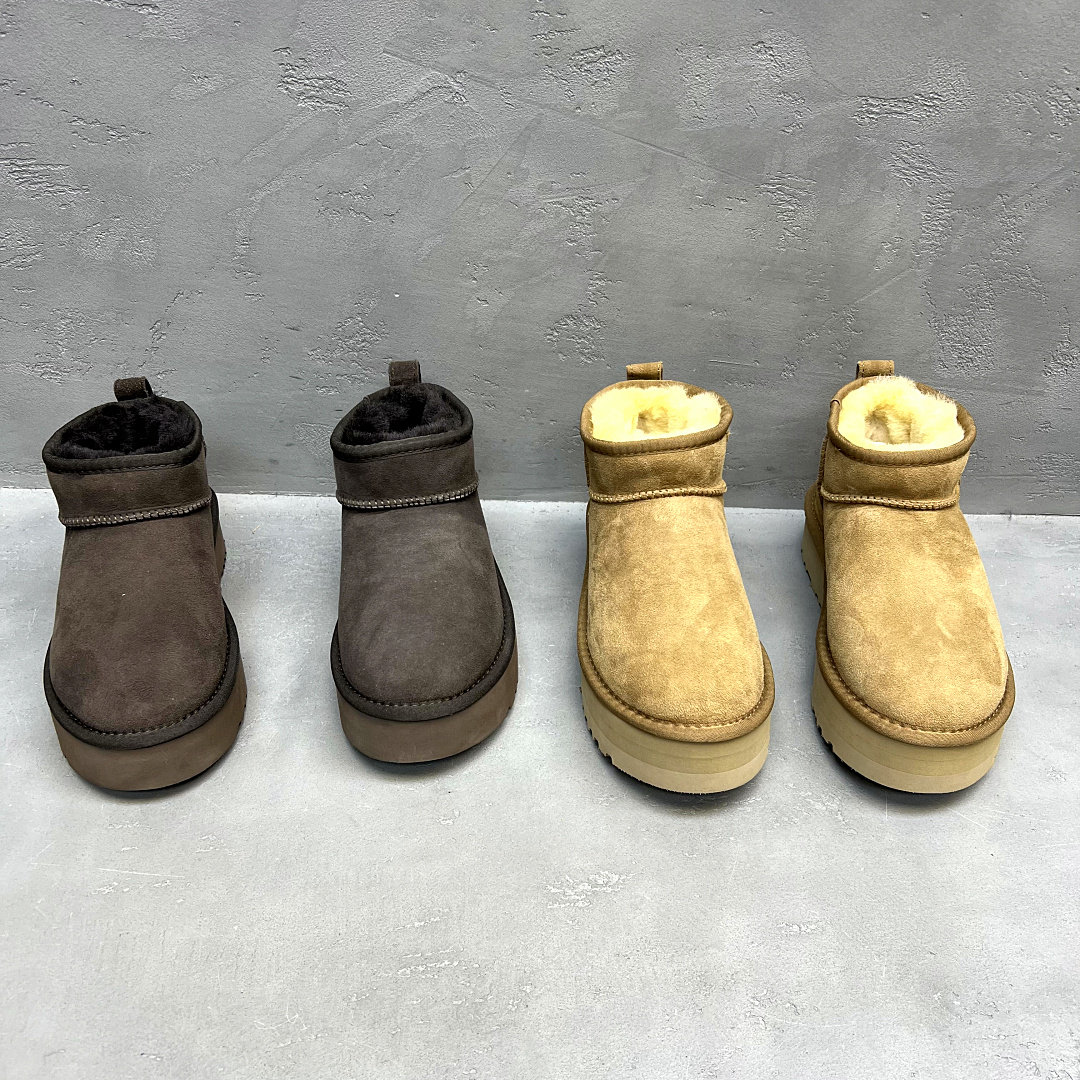 冬真皮加绒保暖防滑短筒雪地靴女