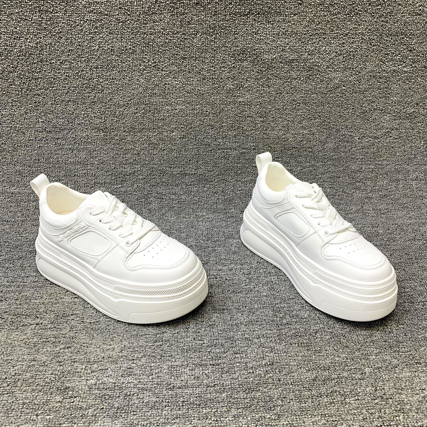 欧洲站女鞋2026春季新款欧货真皮系带厚底增高简约小白鞋松糕鞋女,女鞋,时尚休闲鞋,淘宝优惠券,粉丝福利购,淘宝优惠卷