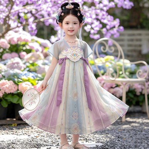 2026夏季女童汉服儿童国风仙气薄款公主连衣裙小女孩古装表演襦裙