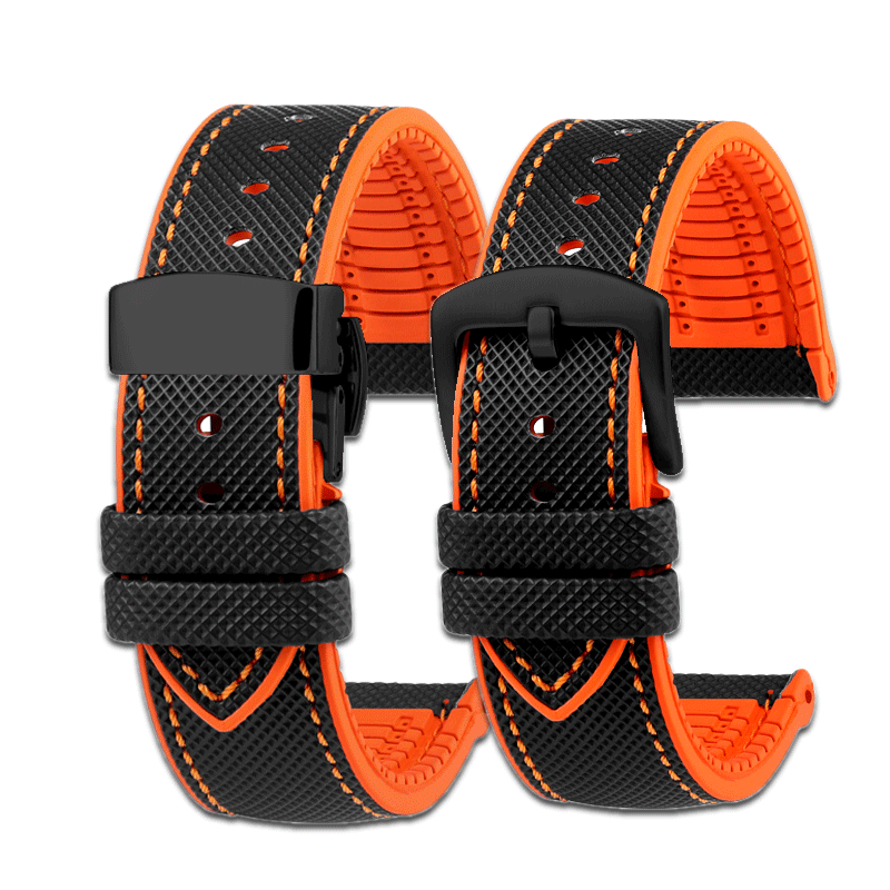 适配西铁城空中之鹰二代黑天使JY8085/8075氟橡胶硅胶表带22MM男