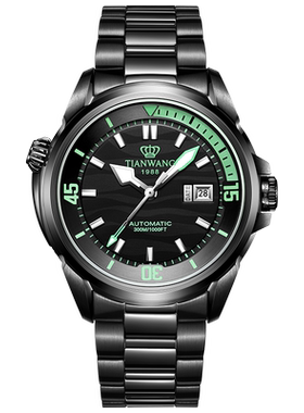 天王表蓝鳍系列300米防水运动潜水机械表男表301113