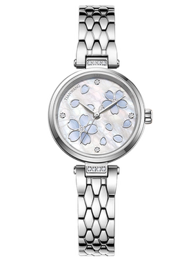 天王繁花系列小花瓣 简约轻奢手表钢带 石英机芯 白盘小表盘31583